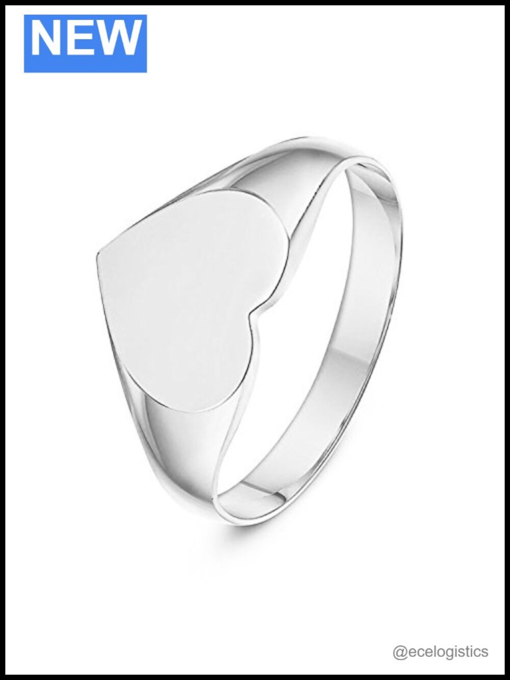 Sterling Silver Signet Ring Polished Heart Shape Handmade